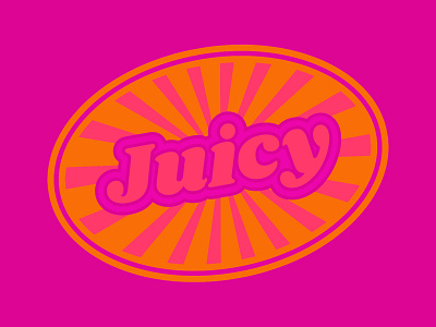 Juicy design dribbbleweeklywarmup fluoro fruit stickers illustration orange pink retro thankful typography weekly warm up