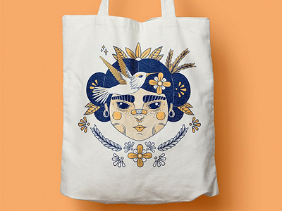 Hummingbird Girl illustration totebag durango