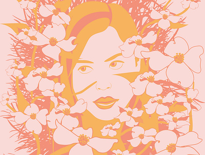 April Poster Risograph design dogwood illustration illustrator risograph