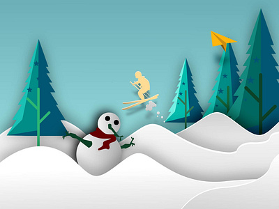 winter design flat illustration illustrator minimal papercut ui vector web website