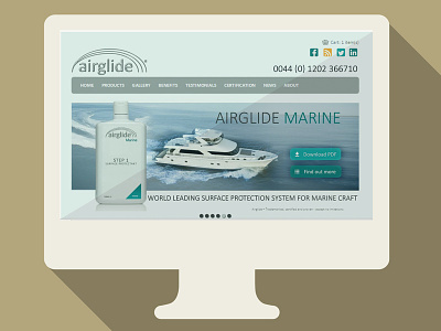 Airglide Marine web site boat bottles design flat iconic icons marine ocean slider airglide website