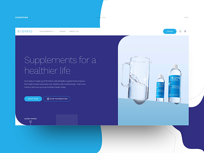 BodyBio (Homepage) - Conspire - 01 clean development e-commerce shop interface landing layout medical care minimal pharmaceutical shopify theme supplements template typography ui ux web design
