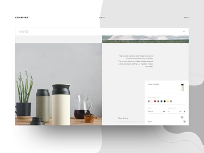 Kinto (Product Landing Page) - Conspire - 04 coffeeware drinkware e commerce interaction minimal shopify theme teaware ui ux website design