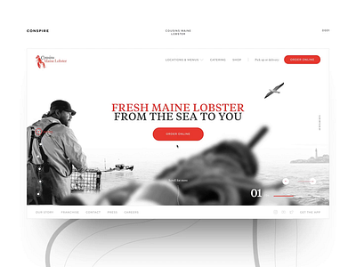 Conspire — Cousins Maine Lobster 01 boat clean fisherman interface layout lobster maine minimal parallax portland sea template typography ui ux web design