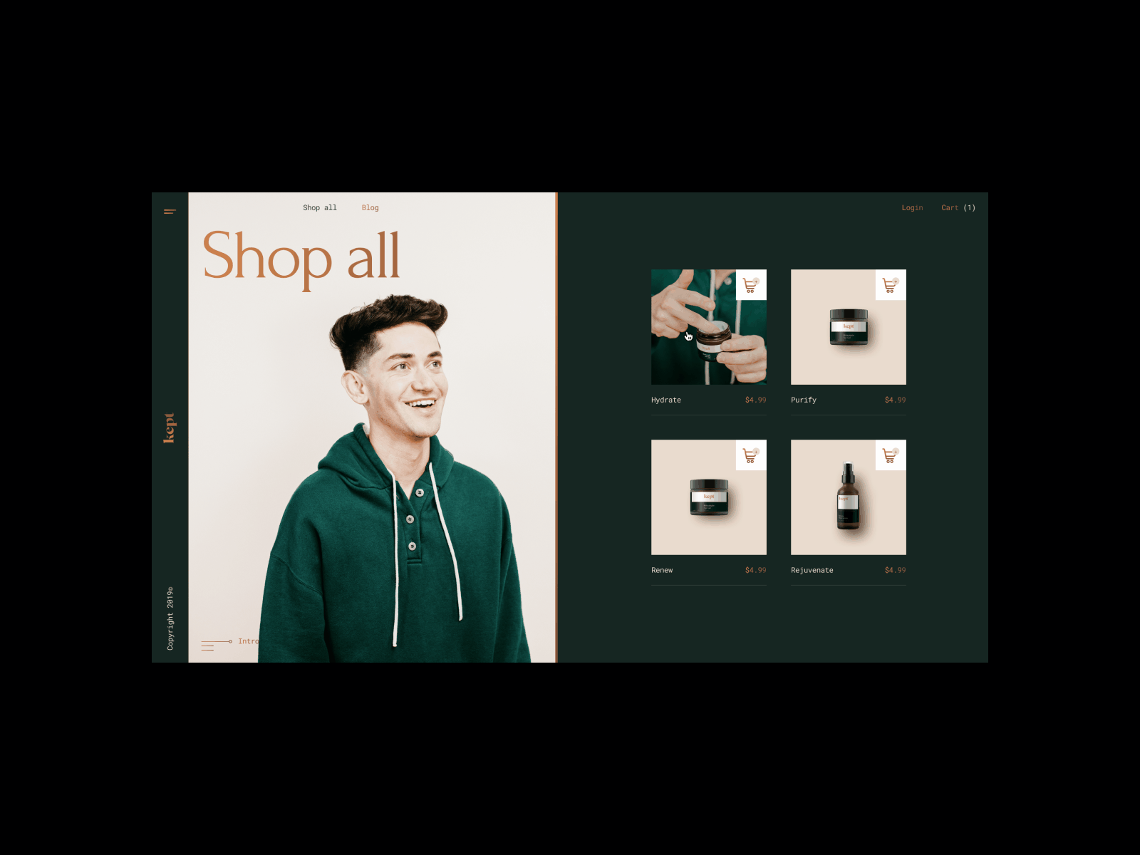 Kept® - 03 clean design e commerce elegant landing layout men minimal plp product list page skin care typography ui ux website