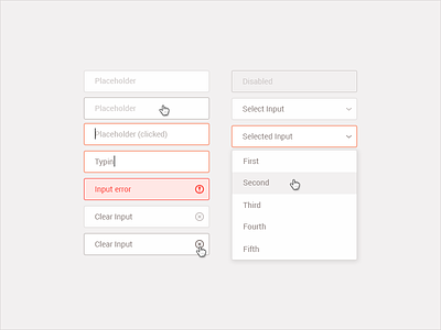 Inputs clean dashboard design disabled error flat hover input minimal select state ui