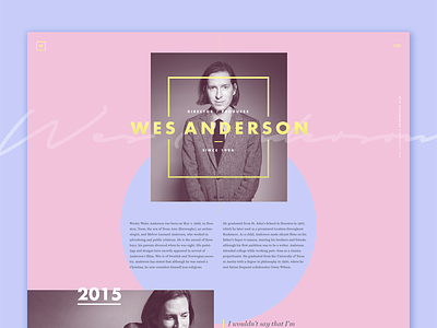 Wes Anderson (Concept) concept flat landing page layout marketing minimal photography pink ui web design website wes anderson