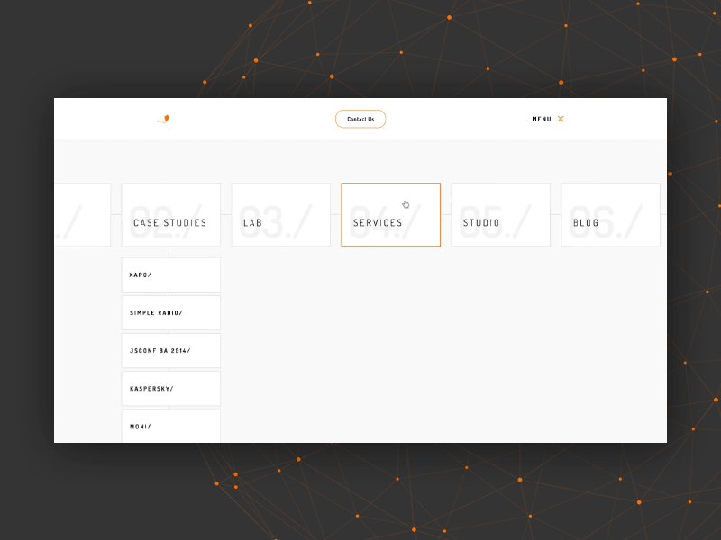 Aerolab Nav Prototype animation interaction landing minimal nav navigation prototype sitemap studio web web design website