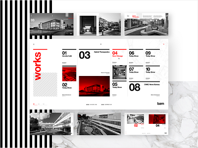 Bam - Works (concept) clean concept helvetica landing page layout minimal swiss typography ui ux web design