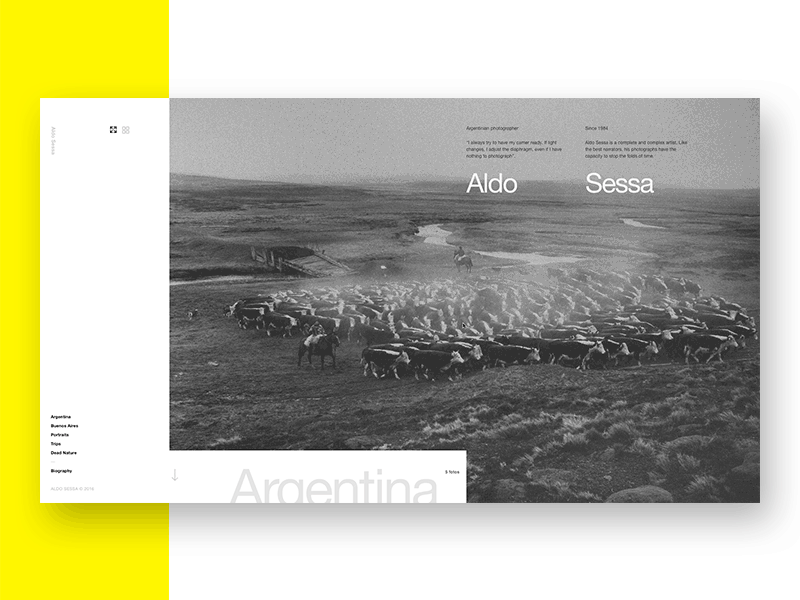 Aldo Sessa - Interaction 1 (concept) animation clean helvetica landing page layout minimal motion ui principle swiss typography ui