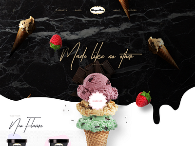 Häagen-Dazs (concept WIP) clean concept ice cream landing page layout minimal pastel typography ui kit ux web website