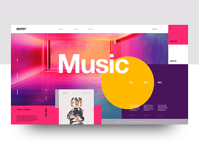 Spotify Thingy Concept clean concept flat interface landing layout minimal mondrianizm music spotify ui web design