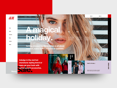 H&M (Concept) clean concept e commerce fashion flat interface landing layout minimal mondrianizm ui web design