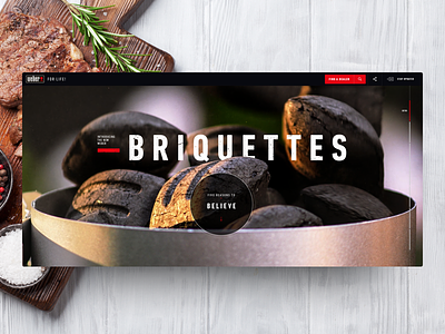 Weber Briquettes - Home briquettes food gif landing layout mediamonks recipes texture typography ui ux website