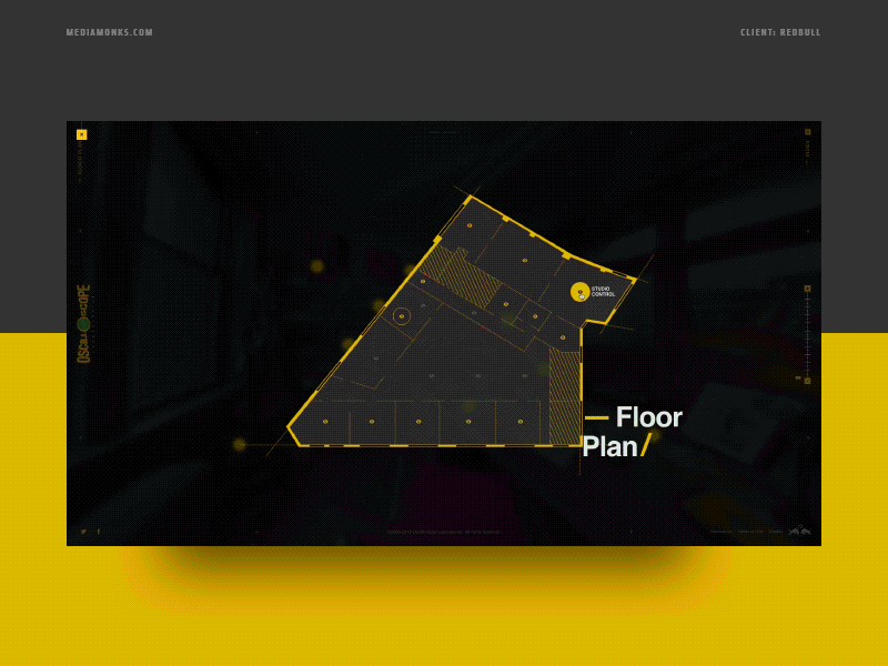 Red Bull - Oscilloscope - Floor Plan 360 degree clean helvetica interface landing landing page layout minimal typography ui ux web design
