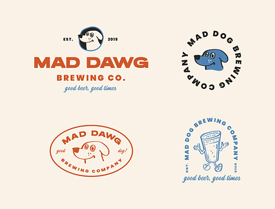 Mad Dawg Brewing Co. Secondary Logos & Marks badge beer beer branding branding brewery brewery branding design dog dog branding dogs doodle illustration illustrator logo modern retro retro badge retro mascot typography vintage