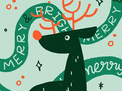 Merry & Bright deer festive illustration happy holidays holiday holiday illustration holiday season lettering merry bright red nosed reindeer reindeer retro illustration rudolph starbucks typography vintage illustration