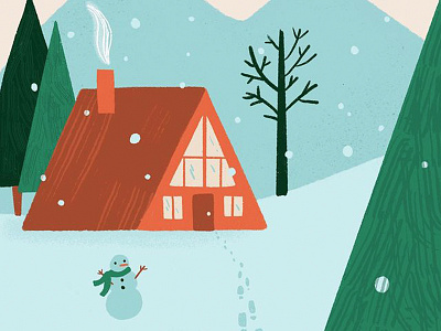 Winter Wonderland a frame cabin cabin evergreens forest happy holidays holidays nature illustration retro illustration ski lodge snow snowman winter winter lodge winter scene winter wonderland