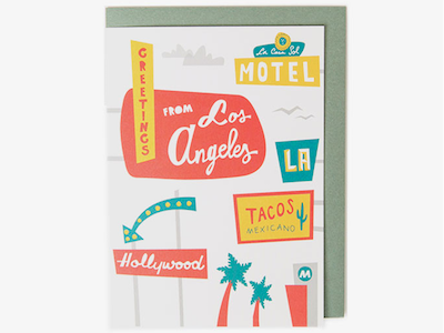 From Los Angeles Card illustration la lettering typography west coast