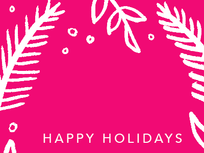 hot pink holiday doodles christmas doodles evergreen greeting card holidays leaves plants typography