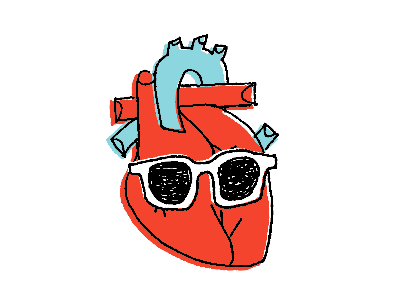 Too Cool for You anatomy design doodle drawing heart illustration sunglasses