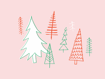 Pink Forest christmas design doodle festive hand drawn holiday illustration type typography