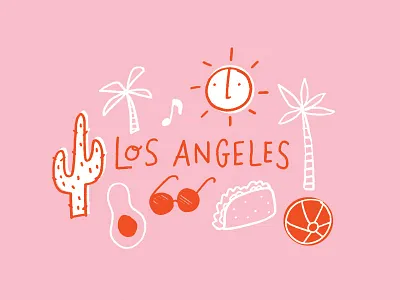 LA Postcard Doodles avocado cali california design doodle illustration la los angeles sunny taco typography west coast