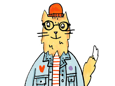 Hipster Cat cat cat lady cool cool cat denim designer hip hipster illustration philly