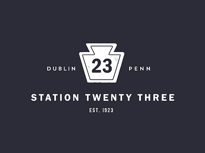 Station 23 Logo block type braded brand design branding bucks county distressed logo distressed type dublin gas station logo logo design old pennsylvania retro retro logo service station type typography vintage vintage logo