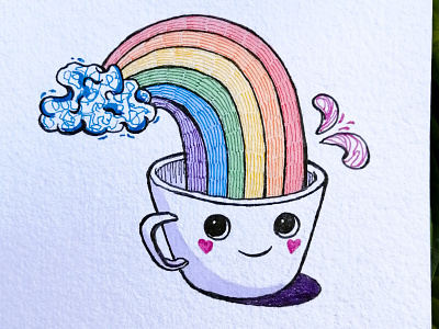 Proud cup art branding character character design cup design graphic design hand drawn illustration ink micron pride rainbow watercolor