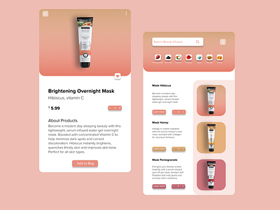 Mobile app - cosmetics branding colors cosmetics dailyui design mobile pink ui webdesign