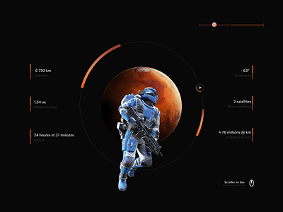 Characteristics of Martian Planet characteristics colors dailyui darkmode design illustration planet ui ux webdocumentaire