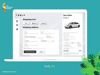Payment method #dailycacatoes @design @ui cacatoesdaily challenge clear dailyui design desktop payment tesla thecacatoestheory ui