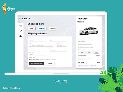 Payment method #dailycacatoes @design @ui cacatoesdaily challenge clear dailyui design desktop payment tesla thecacatoestheory ui