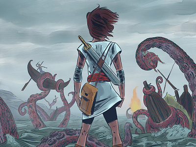 Overlooking the Kraken Fields adventure comic comics greece greek illustration mythology theseus
