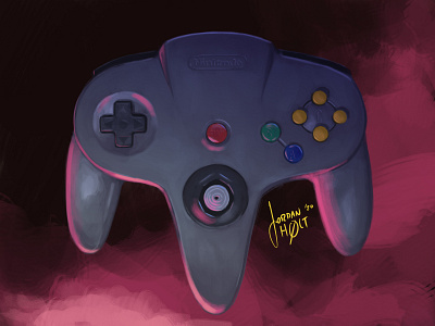 64 controller gaming illustration nintendo 64 nostalgia painting retro