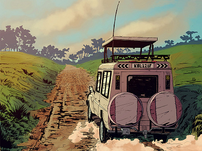 Over the Horizon adventure africa bristol digital illustration ink safari