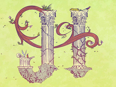 Self-Branding Illustration architecture classical column corinthian roman typography