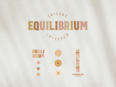 Equilibrium Juicery + Kitchen boho branding cafe cafe logo illustraion juice juice bar leaf logo restaurant starburst type