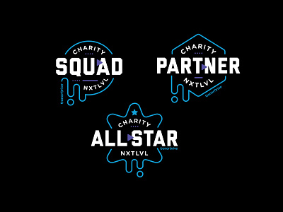 NXTLVL logos allstar blob branding drip game illustration logo partner play squad streaming type