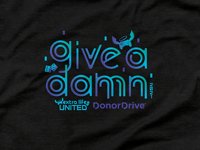 Give a Damn 2021 damn dice event fundraising gaming gradient illustration logo non profit type typography