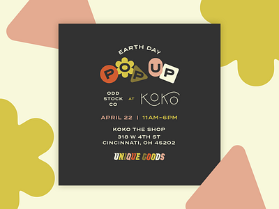 Popup Social Graphic 70s event illustration popup retro shapes social media type typography