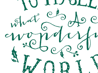 Wonderful World christmas holiday holly quote script