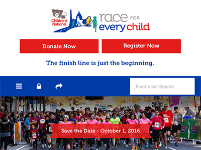 Race for Every Child 5k donation event fundraising mobile race web web banner