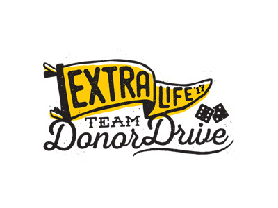 DonorDrive + Extra Life dice donor fundraise fundraising game illustration logo pennant team