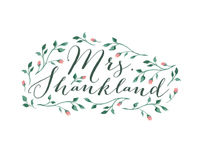 Mrs Shankland engagement floral print script type typography wedding