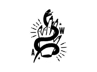 Logo branding hand illustation logo snake tattoo