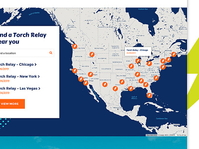 Torch Relay Map donate donation event fundraising google map locations maps non profit search ui web
