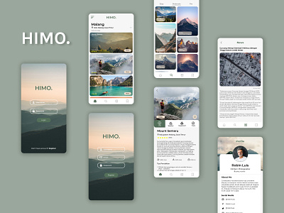 Himo App app design clean ui design green interface minimalist mobile app mobile design mobile ui mountain ui uiux uiuxdesign ux