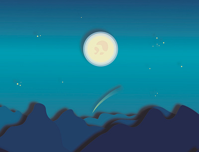 Moon Night flat illustration minimal vector